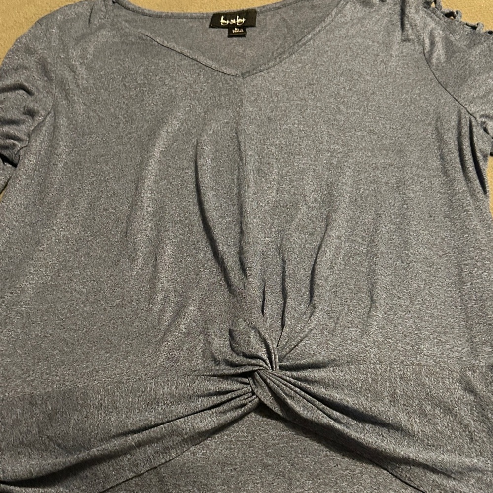 by & by Slate Blue Twist-Front Blouse
